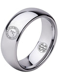Alabama Crimson Tide Ring Wedding Band 8mm Silver Tungsten Wedding Ring Sz 5 - 16