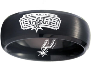 San Antonio Spurs Ring Spurs Matte Black Logo Ring Wedding Band #spurs