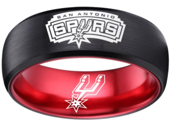 San Antonio Spurs Ring Spurs Black and Red Logo Ring Wedding Band #spurs
