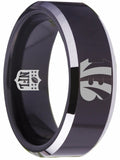 Cincinnati Bengals Ring 8mm Black  & Silver Tungsten Wedding Ring #bengals