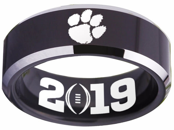 Clemson Tigers Ring Tigers Logo Ring 8mm black and silver Championship Ring