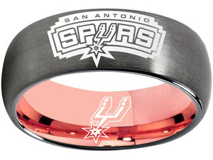 San Antonio Spurs Ring Grey and Rose Logo Ring Wedding Band #spurs