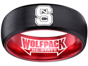 NC State Ring Men's Ring Wolfpack Ring Black and Red Wedding Ring #ncstate