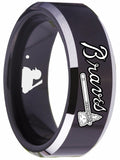 Atlanta Braves Ring MLB 8mm Black Tungsten Ring Sizes 4 - 17 #braves