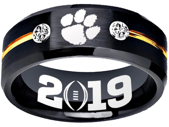 Clemson Tigers Ring Tigers Logo Ring 8mm black and gold Championship Ring