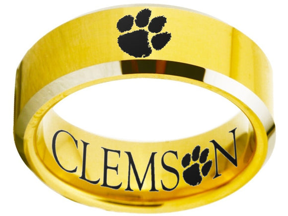 Clemson Tigers Ring Tigers Logo Ring 8mm gold tungsten band