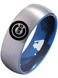 Chicago Cubs Ring Silver & Blue 8mm Tungsten Ring Sizes 6 - 13