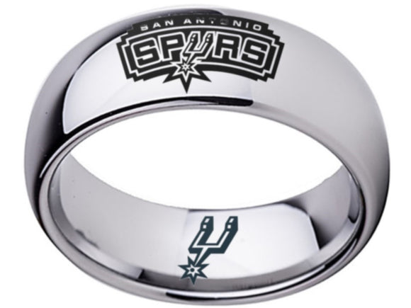 San Antonio Spurs Ring Silver and Black Logo Ring Wedding Band #spurs