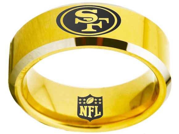 San Francisco 49ers Ring Gold Ring 8mm Tungsten Ring #49ers