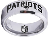 New England Patriots NFL Football Team Logo Tungsten Carbide Comfort Fit Ring