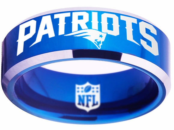 New England Patriots Ring Blue Patriots Logo Ring tungsten #patriots