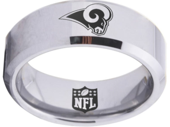 Los Angeles Rams Ring Silver Black Logo Ring Sizes 4 - 17 #rams #logo