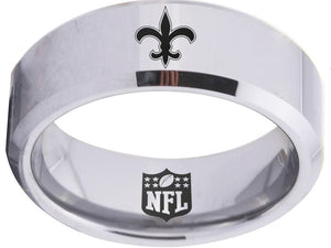 New Orleans Saints Ring 8mm Silver Tungsten Logo Ring #saints