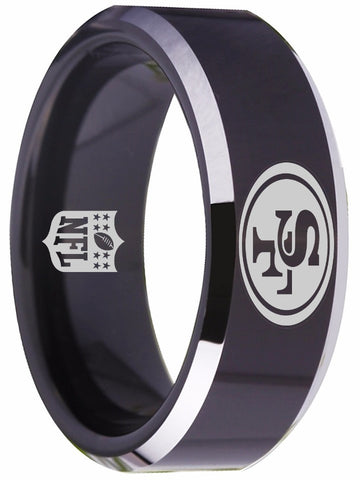 San Francisco 49ers Ring 8mm Black Tungsten Ring #49ers