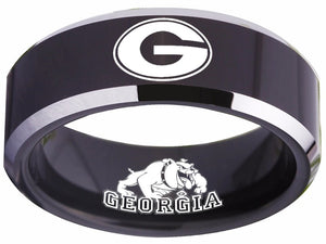 Georgia Bulldogs Ring Bulldogs Logo Ring Black and Silver #uga #bulldogs