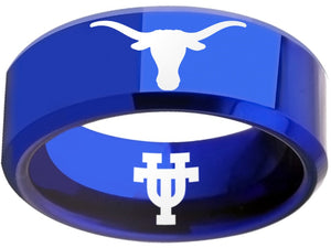 Texas Longhorns Ring Blue Logo Ring Wedding Band #ut #texas #longhorns