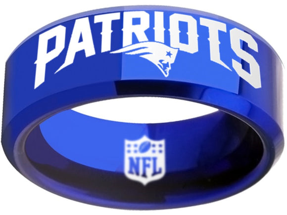 New England Patriots Ring Blue Patriots Logo Ring tungsten #patriots