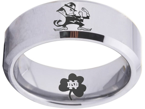 Notre Dame Ring Wedding Ring 8mm Silver Tungsten Wedding Band Sz 4 - 17