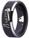 Atlanta Braves Ring MLB 8mm Black Tungsten Ring Sizes 4 - 17 #braves