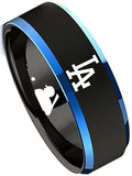 LA Dodgers Ring Wedding Band 8mm Black and Blue Tungsten Wedding Ring #Dodgers