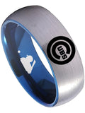 Chicago Cubs Ring Silver & Blue 8mm Tungsten Ring Sizes 6 - 13