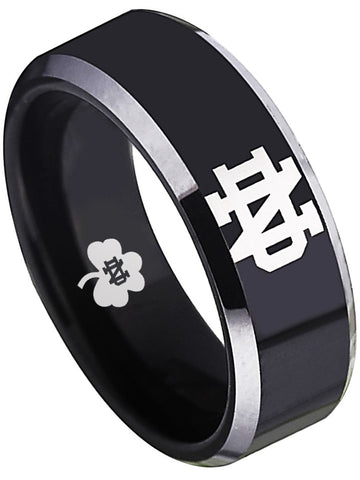Notre Dame Ring Wedding Ring 8mm Black Tungsten Wedding Band Sz 4 - 17