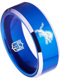 Detroit Lions Ring 8mm Blue Ring Tungsten Ring #lions