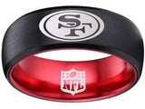 San Francisco 49ers Ring Black & Red Ring 8mm Tungsten Ring #49ers