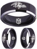 Baltimore Ravens Ring Black & Silver Wedding Band | Sizes 4-17 #ravens