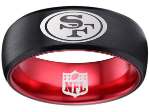 49ers Ring | Black & Red Wedding Ring | Sizes 6-13