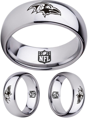Baltimore Ravens Ring Silver Wedding Band | Sizes 5-16 #ravens