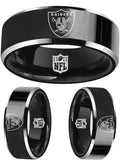 Oakland Raiders Ring 8mm Black Tungsten Wedding Ring Size 4 - 17 #Raiders