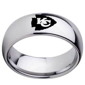 Kansas City Chiefs Ring Tungsten 8mm Silver Wedding Ring Size 5 - 16 #Chiefs