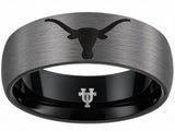 Texas Longhorns Ring | Gunmetal & Black Wedding Band | Customizable