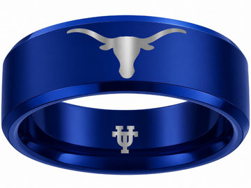 Texas Longhorns Ring | Blue Logo Ring | Customizable Wedding Band