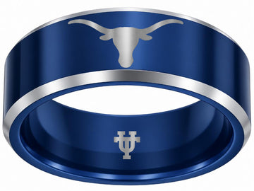 Texas Longhorns Ring | Blue & Silver Ring | Customizable