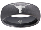Texas Longhorns Ring | Black Logo Ring | Rugged Wedding Band
