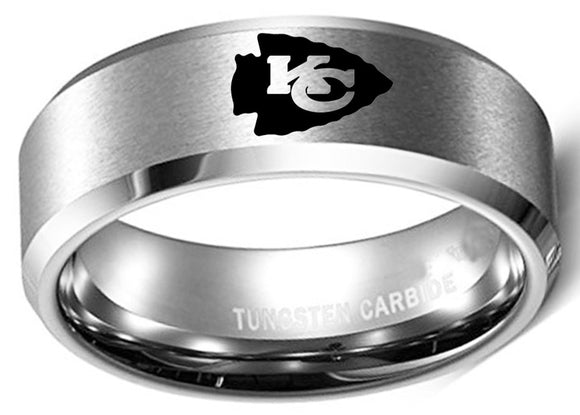 Kansas City Chiefs Ring 8mm Matte Silver Tungsten Ring #chiefs