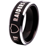 Las Vegas Raiders Ring Silver & Black Tungsten Wedding Ring #Raiders #NFL