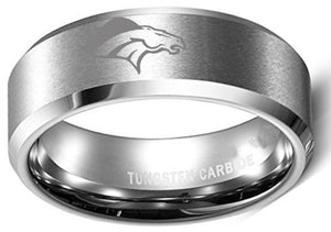 Denver Broncos Ring Tungsten 8mm Silver Matte Finish Wedding Ring Size 6 - 13