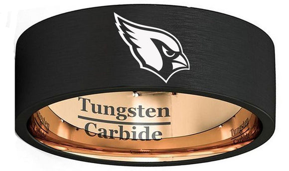 Arizona Cardinals Ring Cardinals Logo Ring Black and Rose Gold Tungsten Ring #cardinals
