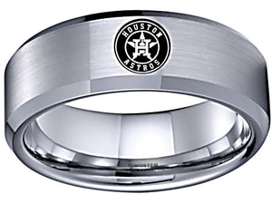 Houston Astros Ring 8mm Matte Silver Tungsten Ring #Astros
