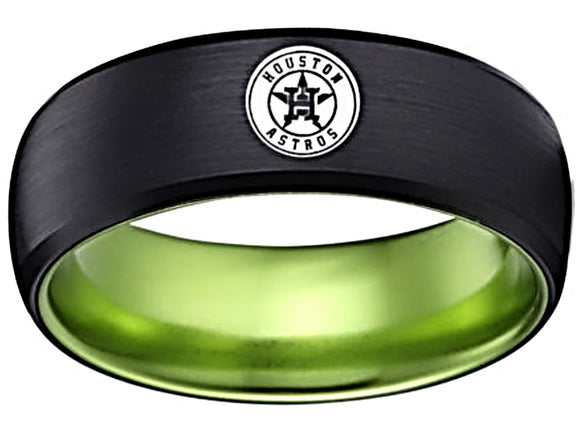 Houston Astros Ring 8mm Black & Green Tungsten Ring #Astros