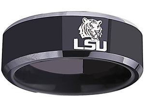 LSU Tigers NCAA Football Team Tungsten Carbide Comfort Fit Ring NEW Louisiana SU