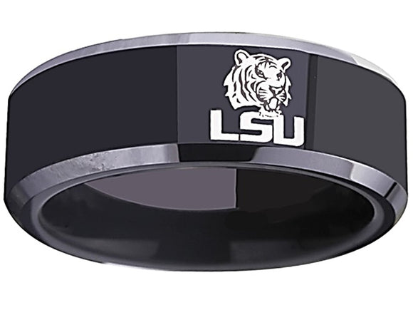 LSU Tigers Ring Black & Silver Wedding Band | Sizes 4-17 | #lsu #tigers