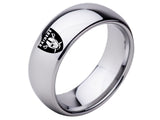 Oakland Raiders Ring 8mm Silver Tungsten Wedding Ring Size 5 - 16 #Raiders
