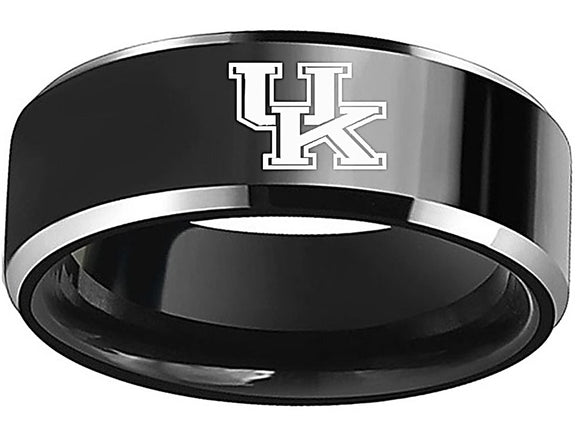 Kentucky Wildcats Ring Wedding Ring 8mm Black Tungsten Wedding Band Sz 5 - 15 UK