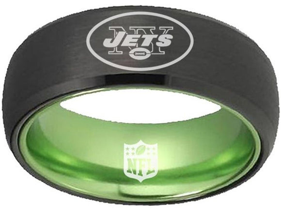 New York Jets Ring 8mm Black and Green Tungsten Ring #jets