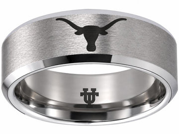 Texas Longhorns Ring | Matte Silver Ring | UT Wedding Band