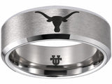 Texas Longhorns Ring | Matte Silver Ring | UT Wedding Band